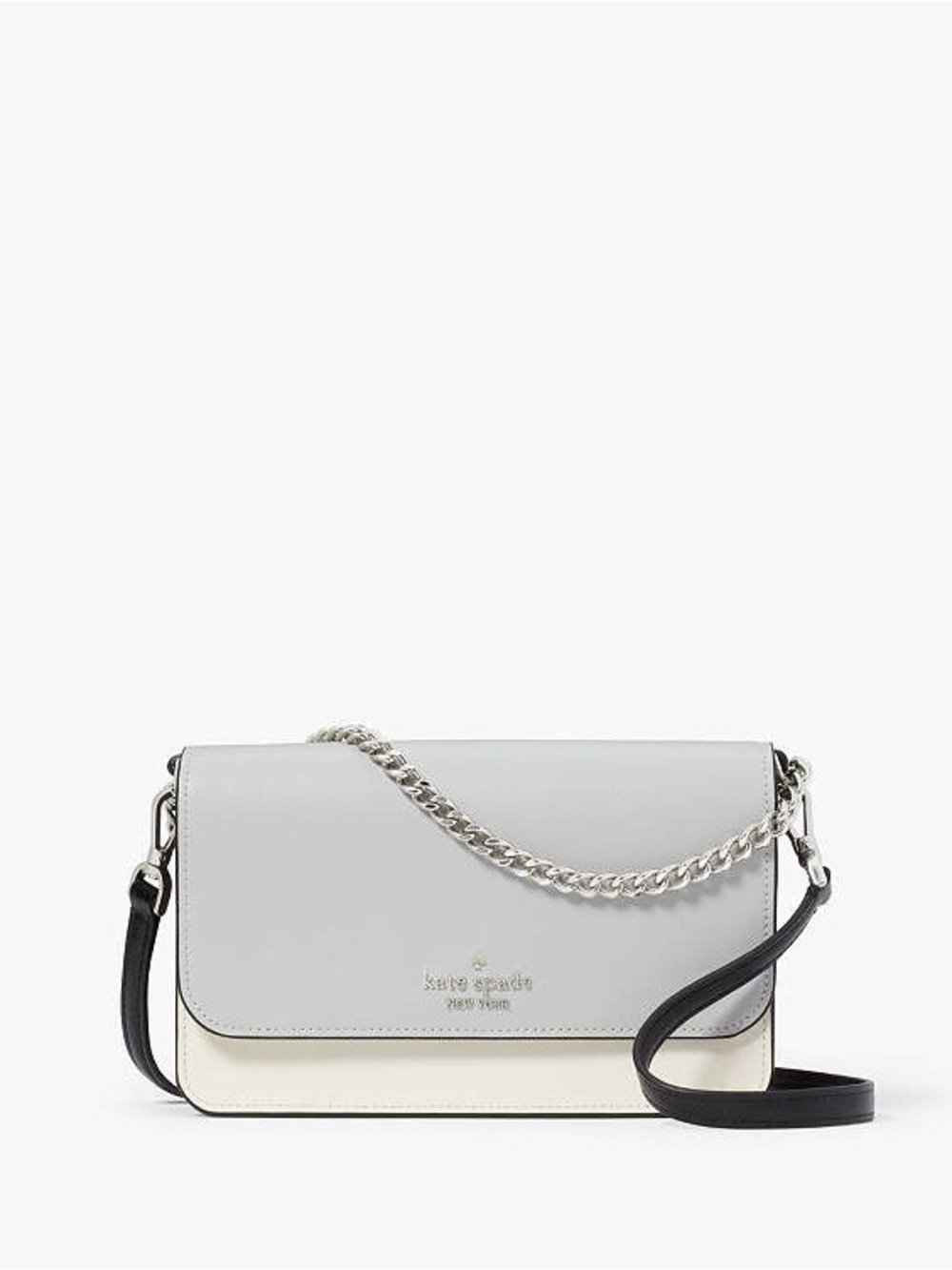 kate spade Leather Crossbody in Light Gray, Cream & Black